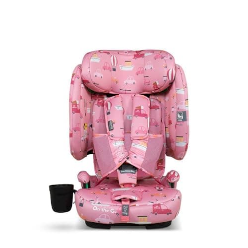Image of Cosatto On The Go Foldable Portable Travel Car Seat & Booster Car Seat | 15 Months-12 Years | ISOFIX, Side Impact Protection, Anti-Escape Harness, Ultra Compact & Lightweight, Bag (Itchy Feet Rosy)
