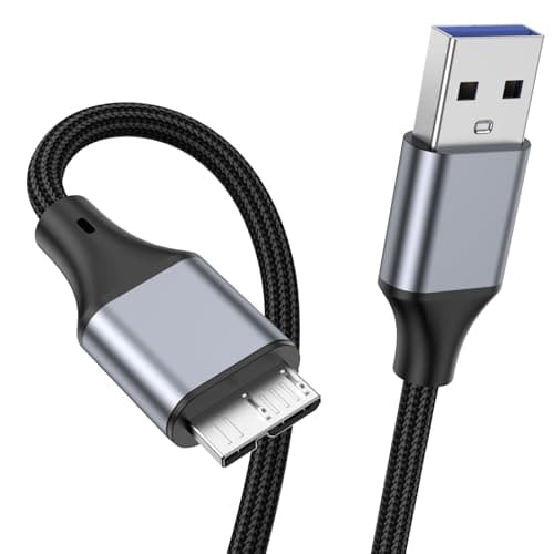 Image of KAYQINHO Micro USB 3.0 Cable 0.5M, USB A Male to Micro B Hard Drive Cable Compatible with Galaxy S5, Note 3, Toshiba Canvio, Camera, Hard Drive.