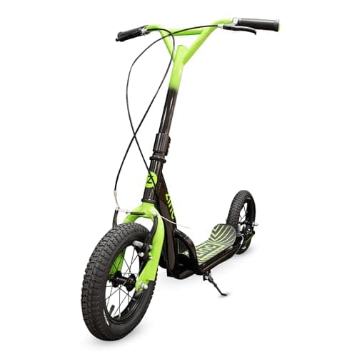 Image of Zinc Radikal BMX Scooter for Kids Ages 6+ – 12 Inch Big Wheel Stunt Scooters with 360 Degree Handlebar Spin, Front & Rear Brakes, Steel Frame, Off-Road Tyres, Green & Black