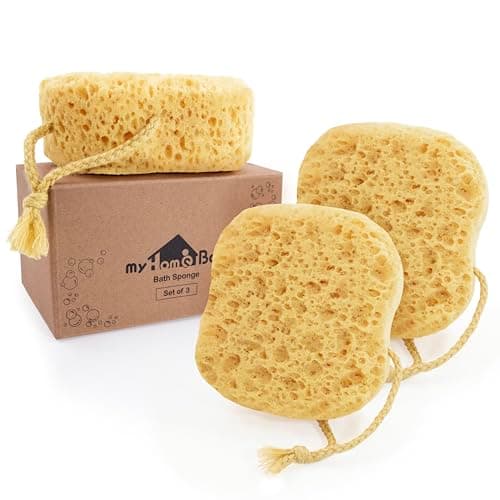 Image of myHomeBody Bath Sponge, Foam Loofah Sponge, Body Sponge for Shower - Large Size, Lots of Lather, Square, 3 Pack