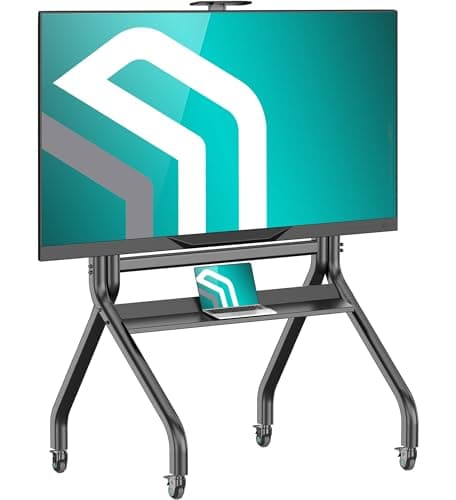 Image of ONKRON Mobile TV Stand on Wheels 60-120 Inch Large Screens & Interactive Panels up to 120 kg, Portable TV Stands VESA 200x200-1000x600, Height Adjustable Heavy Duty TV Trolley Black TS2080-B