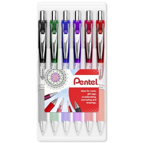 Image of Pentel EnerGel XM BL77 - Retractable Liquid Gel Ink Pen - 0.7mm - 54% Recycled - Clam Pack Gift Set of 6 (Popular)