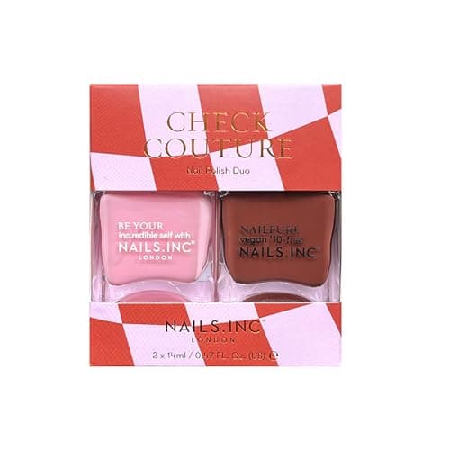 Image of Nails Inc Be Your Inc.redible Self Check Couture Nail Polish Duo, Pink Shades, Fast Drying, Long Lasting, High Shine, Chip Resistant, Air Dry Manicure, Cruelty Free, Vegan, 2 Piece Set