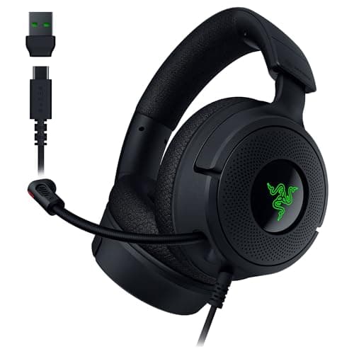 Image of Razer Kraken V4 X - Wired PC Gaming Headset (TriForce 40mm Drivers, Retractable Cardioid Mic, 7.1 Surround Sound, Chroma RGB, for PC - console & phones via USB-C) Black