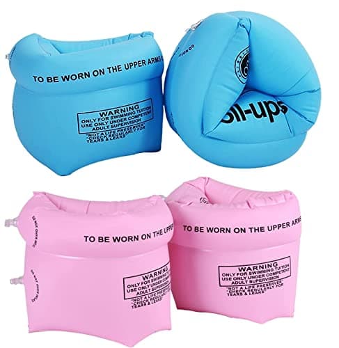 Image of 4 Pack Inflatable Swimming Armbands, Thickened Float Roll up Sleeves for Children Adult Kids learning Swimming, Swimming Arm Floats Pool Arm Bands Float Swimming Ring Roll Up Armbands for Kids Adults