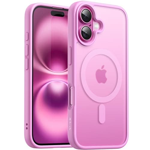 Image of JETech Magnetic Case for iPhone 16 Plus 6.7-Inch Compatible with MagSafe, Translucent Matte Back Slim Shockproof Phone Cover (Pink)