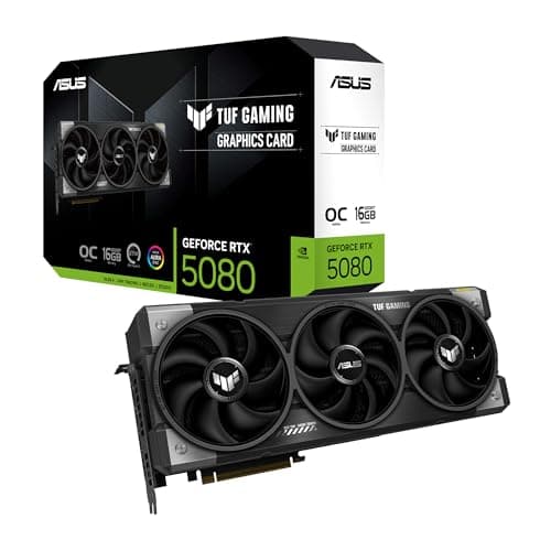 Image of ASUS TUF Gaming GeForce RTX 5080 16GB GDDR7 OC Edition Gaming Graphics Card (PCIe 5.0, HDMI/DP 2.1, 3.6-slot, military-grade components, protective PCB coating, axial-tech fans, vapor chamber)