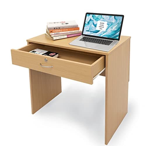 Image of "Absolute Deal Wooden Computer Desk with Drawers - Home Office, Study, Vanity, Dressing Table - Tidy Storage for Accessories - 80x40x76.5cm - Beech Desk"