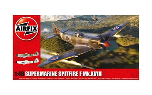 Image of Airfix - Model Set - A05140 Supermarine Spitfire F Mk.XVIII Model Building Kit - Plastic Plane Kits for Adults & Children 8+, Set Includes Sprues & Decals - 1:48 Scale