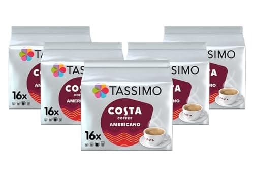 Image of Tassimo Costa Americano Coffee Pods x16 (Pack of 5, Total 80 Drinks)