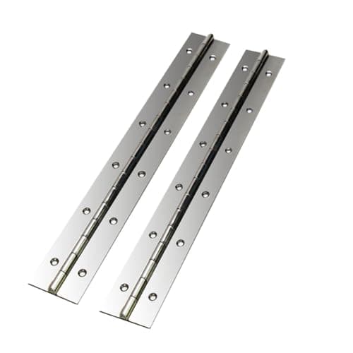 Image of hinge 2 Pack Continuous Piano Metal 600 x 50 x 1mm Stainless Steel Long 270 Degree Open Heavy Duty Furniture Hinge for Pianos, Cabinets, Doors, Large Windows, Boats, with Screws, Chrome