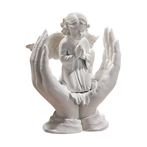 Image of Design Toscano PD1741 Prayers of an Angel Figurine Statue, 12.5 cm, Bonded Marble Polyresin, White