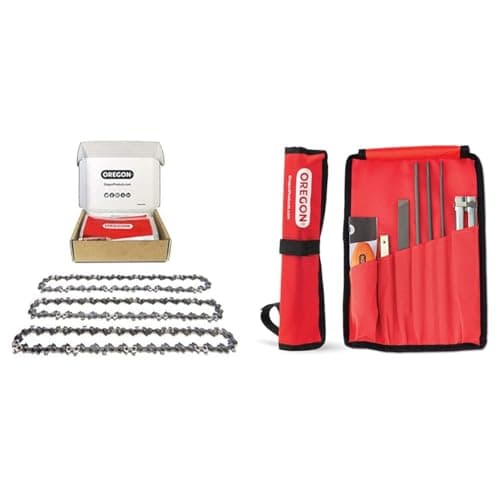 Image of Oregon 3-Pack Pole Saw Chains for 8-Inch (20 cm) Bar and Universal Sharpening Kit -33 Drive Links, Low-Kickback Chain fits Bosch, Black & Decker, Ryobi and More (91P033X3)
