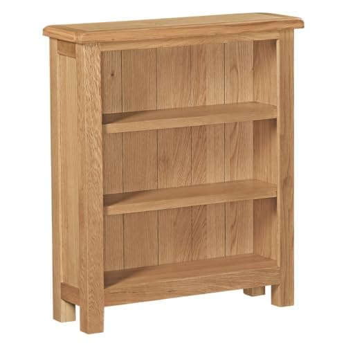 Image of Furniture Octopus Baysdale Rustic Oak Low Bookcase – Solid Wood 2 Shelf Unit – Compact Display or Storage Cabinet – Traditional Oak Finish - Fully Assembled