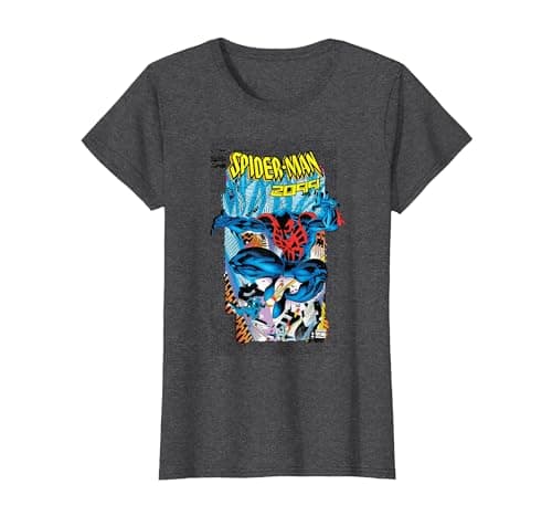 Image of Marvel Comics Spider-Man 2099 Comic Cover 90s T-Shirt, Women, Dark Heather Grey, Large