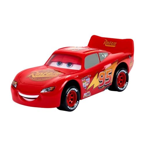Image of Mattel Disney and Pixar Cars Toy Cars & Trucks, Moving Moments Lightning McQueen Vehicle with Moving Eyes & Mouth, HPH64, ABAA2424