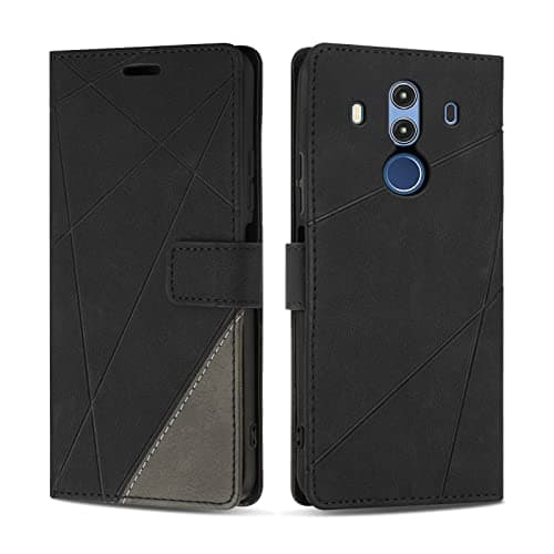 Image of SONWO Case for Huawei Mate 10 Pro, PU Leather Flip Wallet Case Magnetic Closure Cover Card Slots Phone Case for Huawei Mate 10 Pro, Black