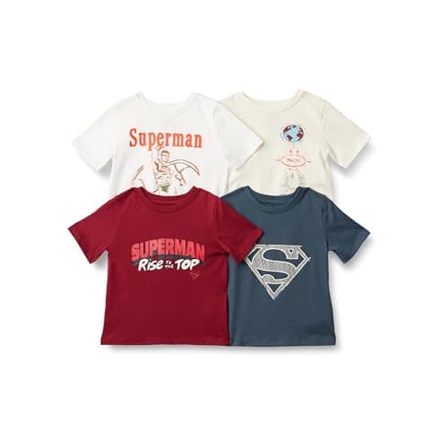 Image of Amazon Essentials Boys' Short-Sleeve T-Shirts, Pack of 4, Superman Metro, 4 Years