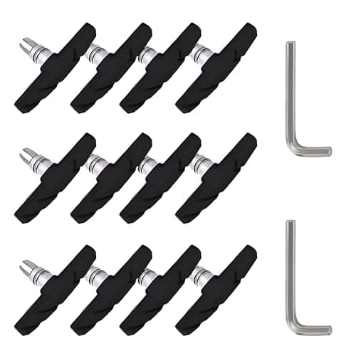 Image of TUHDWJ 6 Pairs V Bike Brake Pads, 70mm V Brake Blocks, Bicycle Brake Blocks Set with Hex Nuts and Spacer, 1 hexagonal spanner included, for Road Bikes Mountain Bikes (Black)