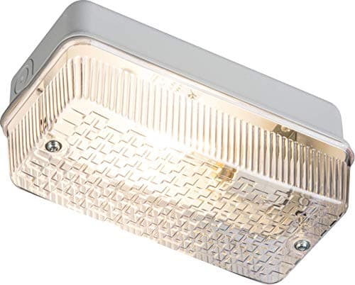 Image of Knightsbridge IP65 Bulkhead Lamp Holder with Prismatic Diffuser and Aluminium Base, B22, 100 W, White