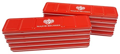 Image of Major Brushes Artist Watercolour Red Paint Tin 12 Blocks - Pack of 10