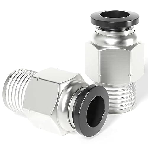 Image of TAILONZ PNEUMATIC Copper Male Straight 6mm Tube OD x 1/4 BSP Push to Connect Fittings PC6-02 (Pack of 2)