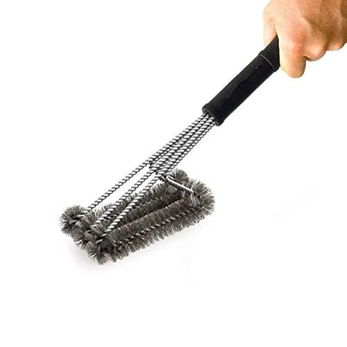 Image of pepeng 18" Triangle Metal BBQ Grill Cleaning Brush, Heavy Duty 3-Branch Stainless Steel Barbecue Bristles Cleaner for Easier and Effective Clean