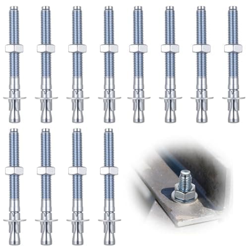Image of 12 Pcs M12 Heavy Duty Wall Anchors, M12 x 120mm Concrete Anchor Bolts and Nuts Set, Hex Expansion Bolts Sleeves for Concrete Brick Wall Fixings Anchors Screws Nuts