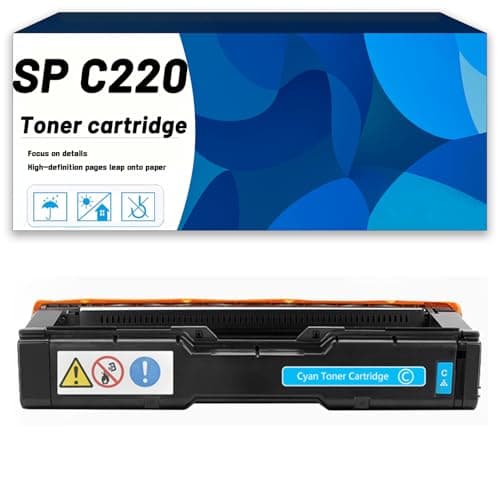 Image of ZHJQDS SP C220 406052 406053 406054 406055 Toner Cartridge Compatible for Ricoh SP C220 C220A C220DN C220N C220S C221 Printers, High Yield Printing Vivid Colors 1*cyan
