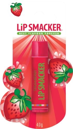 Image of Lip Smacker Strawberry Single Blister, Lip Balm for Kids Safe-to-Use and Color Free for a Natural Finish, Strawberry Flavoured