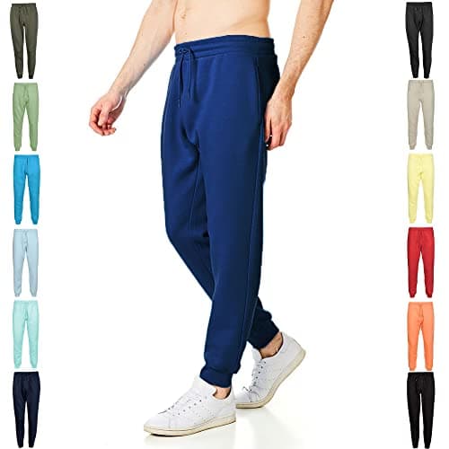 Image of RIPT Men’s Fleece Joggers with Drawstring Waist Cuffed Tracksuit Bottoms with Pockets Soft Touch Sweatpants for Gym & Loungewear (Navy, XL)