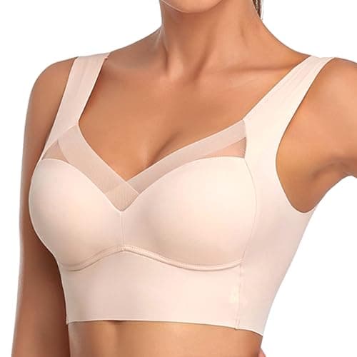 Image of SSKHE Posture Correction Back Bra Women, Comfy Seamless Push-up Summer Wireless Crossover Bra, Breathable Full Back Non Wired Sport Bra White