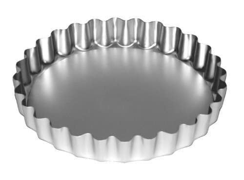 Image of Silverwood 8 inch deep fluted flans, with loose base and ‘Silver Anodised’ finish