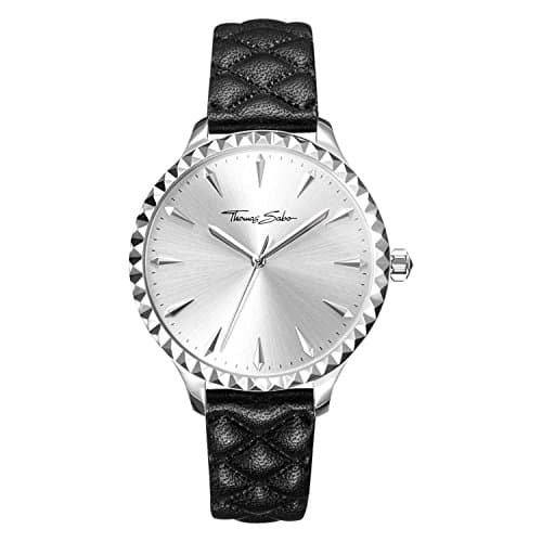 Image of Thomas Sabo Women's Watch Rebel at heart Women silver black leather strap Analogue Quartz