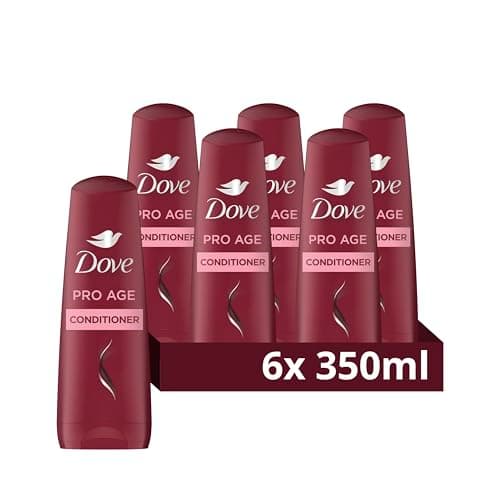 Image of Dove Pro-Age Conditioner nourishes to restore fullness and strength for up to 75% less breakage* for brittle hair repair 6x 350 ml
