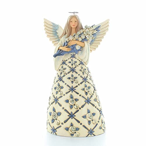 Image of Enesco Jim Shore Heartwood Creek Blue Angel with Roses Figurine 6007125