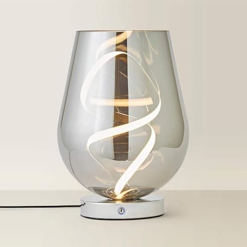 Image of ValueLights | Helix Smoked Glass Integrated LED Table Lamp | Table Lamp, Home Décor & Improvement Essential