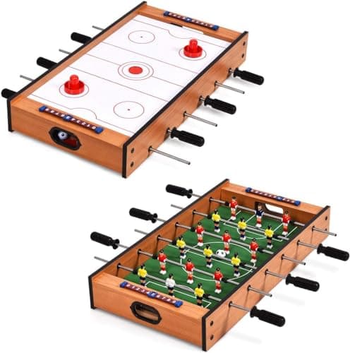 Image of FCOUMY Multi Game Table, 2 in 1 Combo Mini football Game Table Top with Slide Hockey, Wood Foosball Game Tables Top for Family