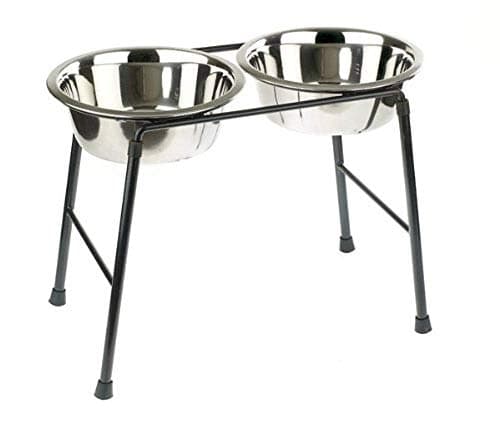 Image of Classic Pet Products Double Feeder High Stand with 2 x 1600 ml Stainless Steel Dishes, 300 mm Tall | Raised Double Dog Bowl | Heavy-Duty Metal Frame | Easy Clean Removable Bowls