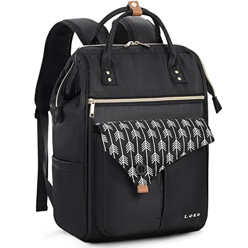Image of Lekesky Laptop Backpack Women 17 Inch laptop Rucksack Bag with Front Zipper Pocket, Ladies Backpack for Travel, Work, College, Black