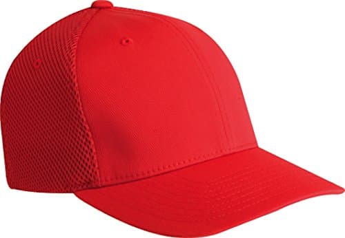 Image of Flexfit Men's Ultrafibre Airmesh Fitted Trucker Hat, Red, S-M