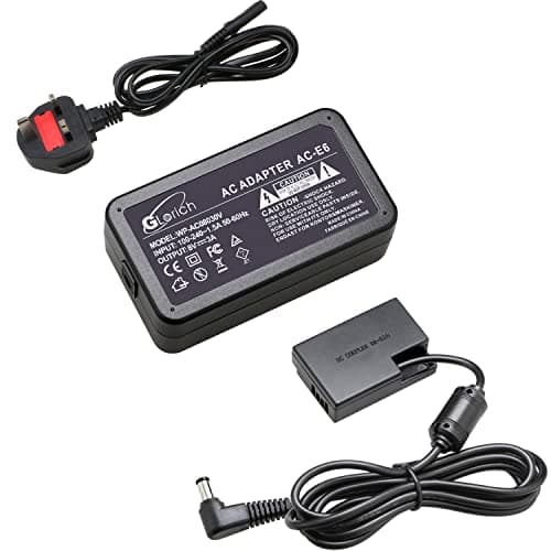Image of Glorich ACK-E18 AC Power Adapter DR-E18 DC Coupler Dummy Battery Power Supply Kit for Canon EOS Rebel SL2 SL3 T6i T6s T7i T8i 77D RP 200D 750D 760D 800D 850D DSLR Cameras with Fully-decoded Smart Chip