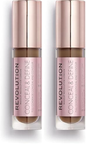 Image of Revolution Conceal & Define Concealer, Lightweight, Long-Lasting, Full Coverage Face Makeup, C16, 4g (Pack of 2)
