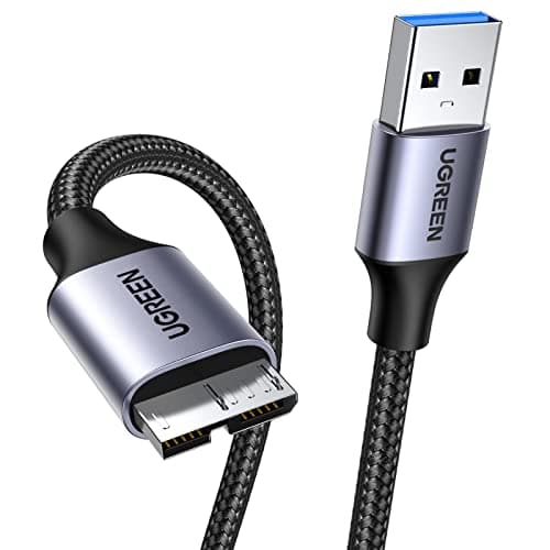 Image of UGREEN Hard Drive Cable Braided USB 3.0 Micro B Lead 2M 5Gbps SuperSpeed 4TB Max Compatible with External Hard Drive, WD Element, Seagate Expansion, LaCie Rugged, Toshiba Canvio, Maxtor (2M)