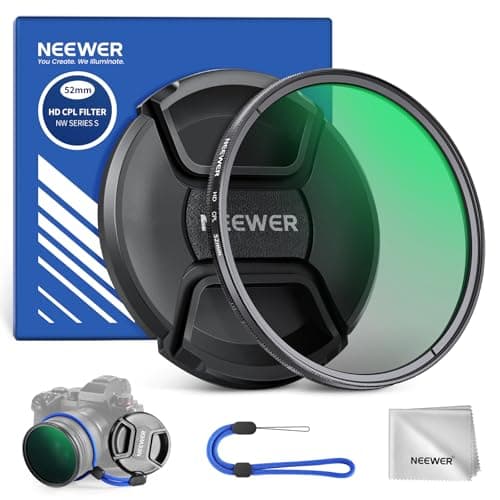 Image of NEEWER 52mm CPL Filter with Lens Cap, Ultra Thin Circular Polarizing Filter, Nano Coating, HD Optical Glass for Camera Lens, Reduces Reflection and Glare Increases Contrast