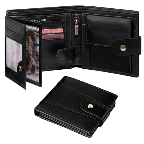 Image of GSG SINCE 1998 Men's Wallets Cowhide Leather Multi-Functional RFID Blocking Wallet with 17 Credit Card Slots, 2 Banknote Compartments, 2 ID Windows, 1 Coin Pocket Black