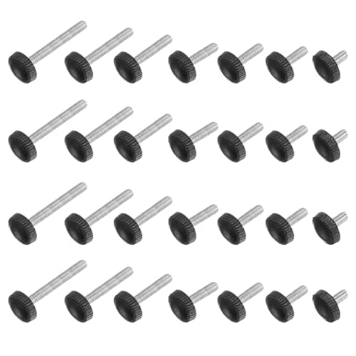 Image of sourcing map 70pcs Knurled Clamping Knobs Thumb Screws M4 x 10/12/14/16/18/20/25mm Thread Plastic Round Head Threaded Hand Bolt Stud Knobs Handles Black Set
