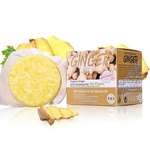 Image of 3 Pack Natural Ginger Shampoo Bar for Hair Growth, Moisturizing Hair Shampoo Soap for Damaged Frizzy Hair, Strengthening Solid Shampoo Bar for Men Women