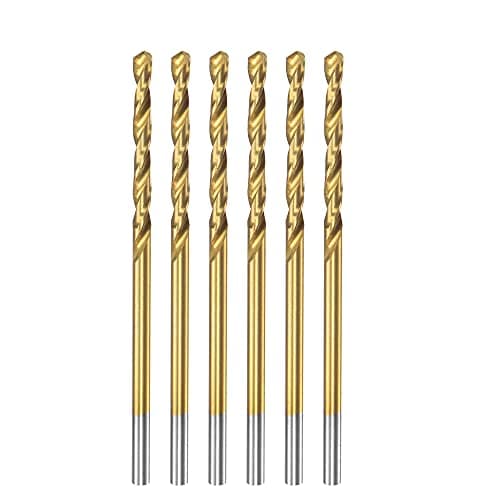 Image of sourcing map High Speed Steel Straight Shank Twist Drill Bit Fully Ground Titanium Coated 2mm Drill Diameter 49mm Total Length 25mm Drill Bit Length 6 Pcs