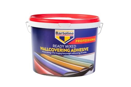 Image of Bartoline Extra Strong Professional Ready Mixed Wallcovering Adhesive 10 kg, Adhesive for Vinyl, Textiles, Hessians and Polystyrene Tiles, Easy to Apply, High Initial Tack, Smooth Finish
